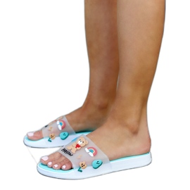 Mintfarbene Hausschuhe mit Gummiobermaterial Diaspa blau