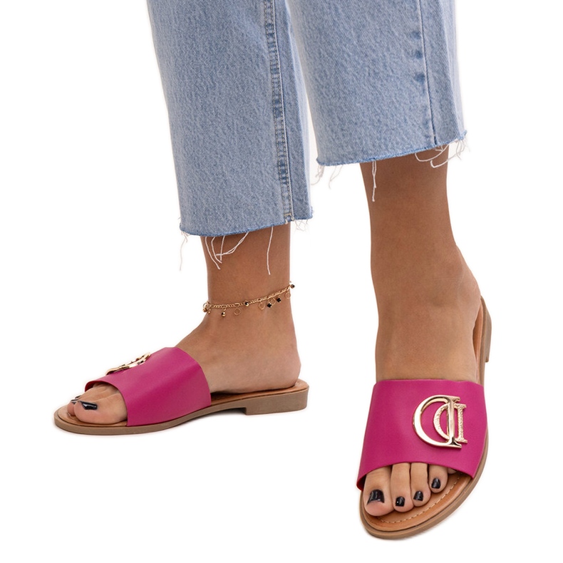 Dunkelrosa Flip-Flops mit Schnalle von Almeita