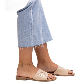 Beigefarbene Pantoletten mit Schnalle von Almeita