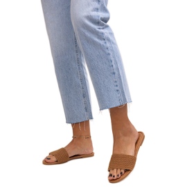 Braun bestickte Marika-Hausschuhe