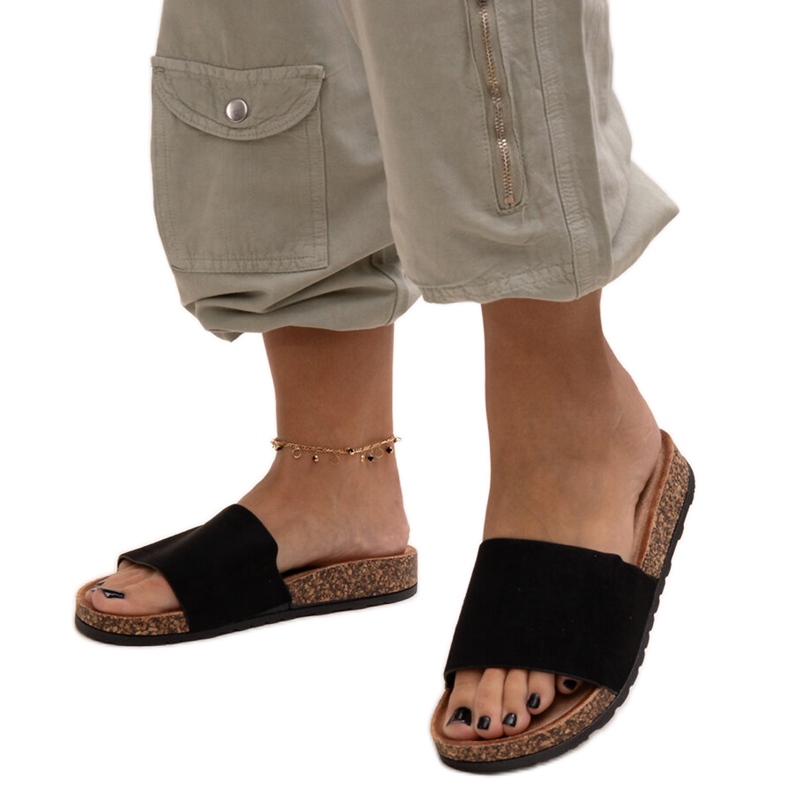 Klassische Flip-Flops mit Matilte-Korksohle schwarz