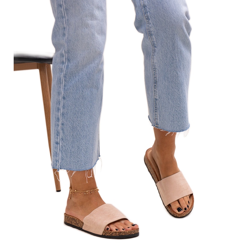 Klassische Flip-Flops mit Matilte-Korksohle beige