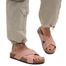 Hausschuhe mit glänzender Ribera-Korksohle rosa