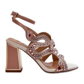 S.Barski Verzierte Damensandalen mit hohem Absatz D&amp;A CR952 Pink rosa