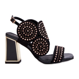 S.Barski Verzierte High Heel Sandalen D&amp;A CR026 Schwarz