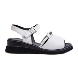 Damen-Leder-Keilsandalen Vinceza 66624 Weiß