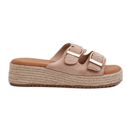 Damen-Flip-Flops mit geflochtenem Öko-Wildleder in Beige Zaloemi