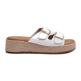 Damen-Flip-Flops mit geflochtenem Öko-Leder, Weiß Zaloemi