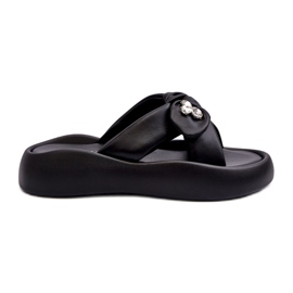Damen-Leder-Flip-Flops auf der Plattform Schwarz GOE NN2N4110