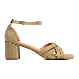 Damensandalen aus grünem Wildleder