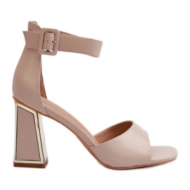 Elegante Damensandalen mit hohem Absatz in Beige von Rosazara