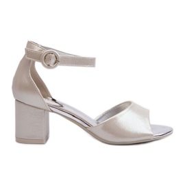 Vinceza 20100 silberne Leder-High-Heel-Sandalen silber-