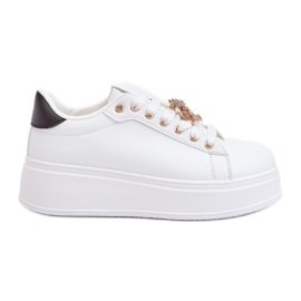 Damen-Plateau-Sneaker mit Teddybär, weiße Moanda