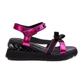 S.Barski Damensandalen mit Schleife D&amp;A CR956 Fuchsia rosa