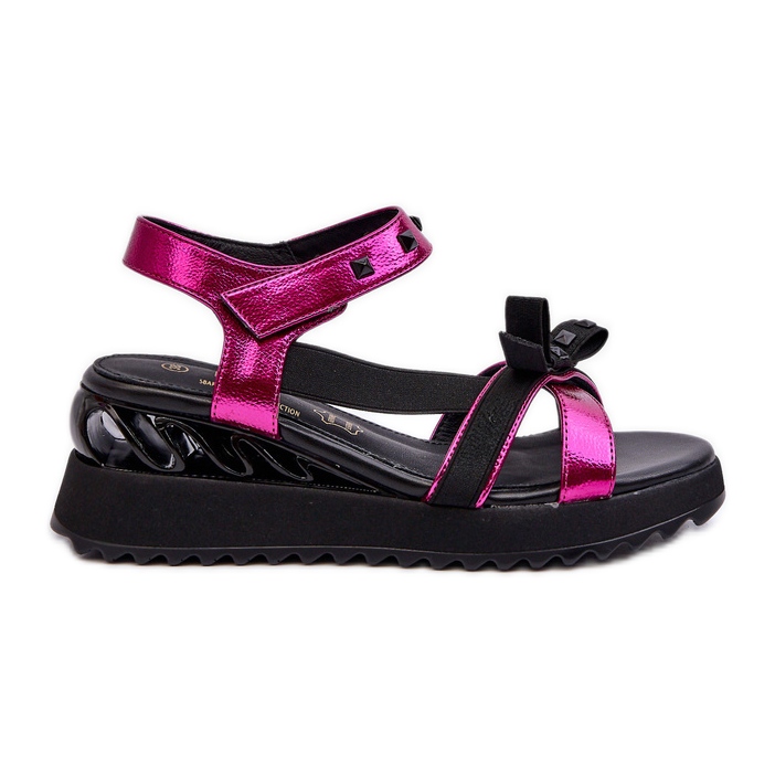 S.Barski Damensandalen mit Schleife D&amp;A CR956 Fuchsia rosa