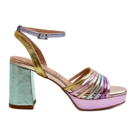 S.Barski Damensandalen mit hohem Absatz D&amp;A CR920 Mehrfarbig lila