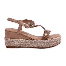 Damen-Keilsandalen mit Zopf S.Barski MY291 Beige