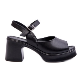 Damen-Leder-High-Heel-Sandalen Vinceza 66627 Schwarz