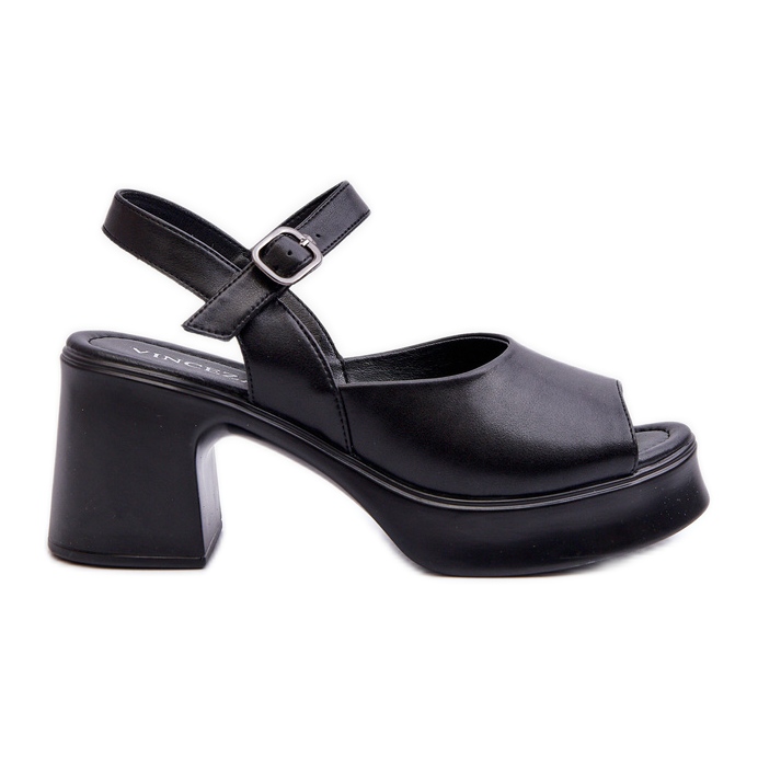 Damen-Leder-High-Heel-Sandalen Vinceza 66627 Schwarz