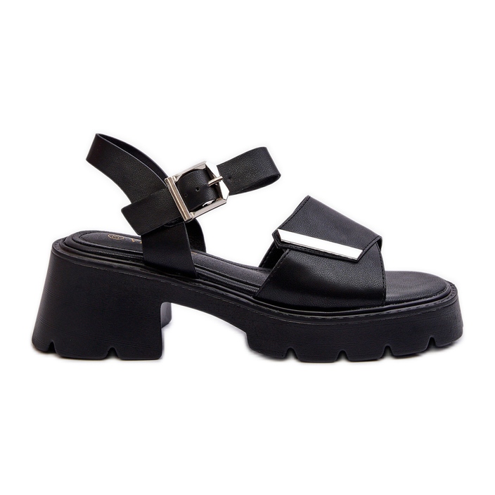 Damensandalen aus Öko-Leder mit hohem Absatz und Plateau Vinceza 36257 Schwarz