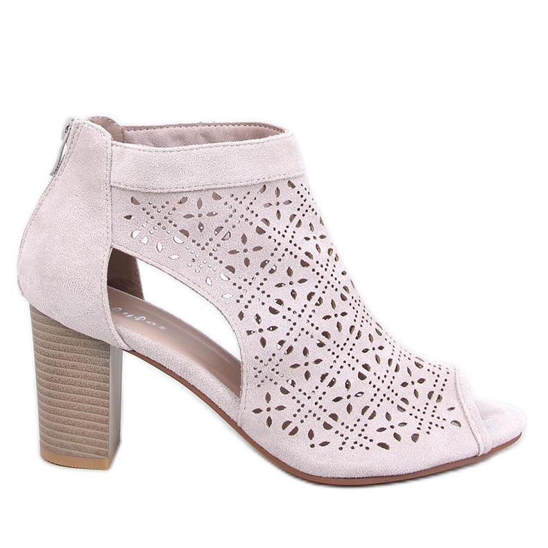 Durchbrochene Pierre Beige Stiefeletten mit offener Zehenpartie