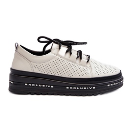 Damen-Lederschuhe auf der Plattform S.Barski LR769A Beige