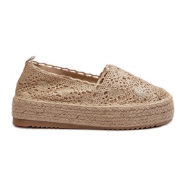 Spitzen-Espadrilles für Damen auf der goldenen Elarose-Plattform