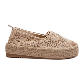 Damen-Spitzen-Espadrilles auf der beigefarbenen Plattform Elarose