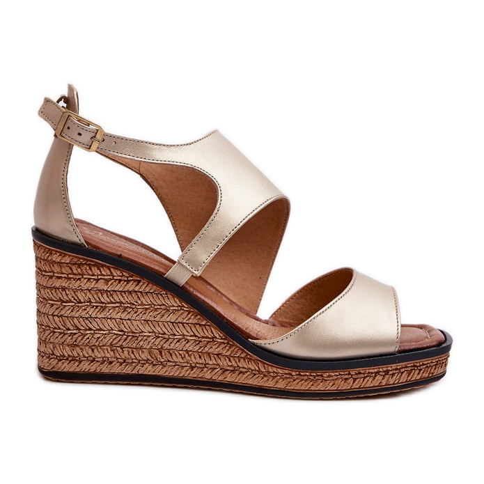 Damen-Lederkeilsandalen Maciejka 06657-25 Gold golden