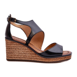 Damen-Lederkeilsandalen Maciejka 06657-01 Schwarz