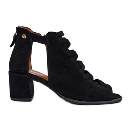 Damen-Sandalen aus Wildleder mit hohem Absatz Maciejka 06456-01 Schwarz