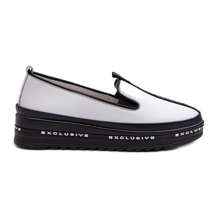 Damen-Lederschuhe auf der S.Barski LR260-Plattform, Weiß