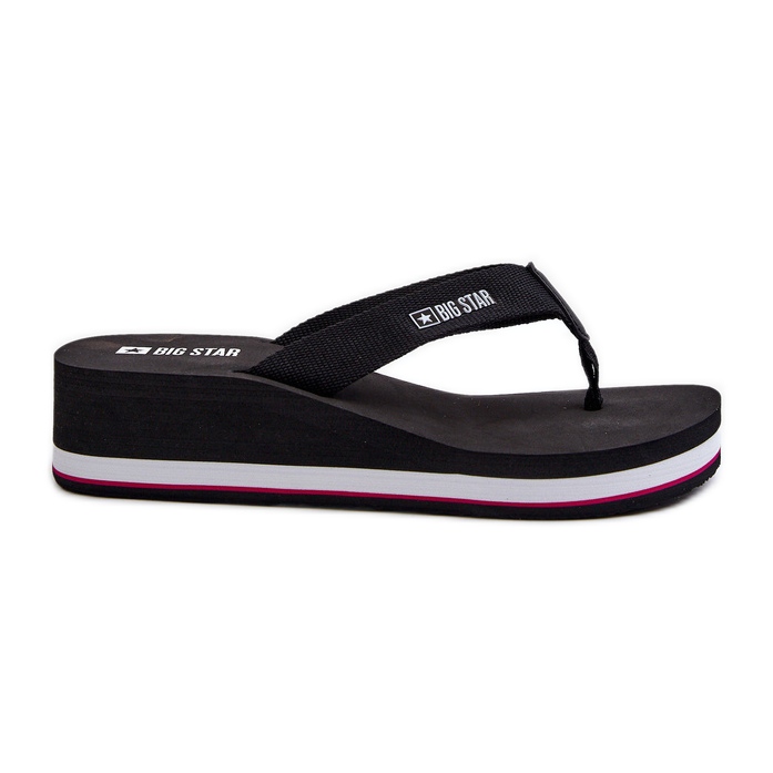 Damen-Flip-Flops mit Keilabsatz Big Star JJ274A332 Schwarz