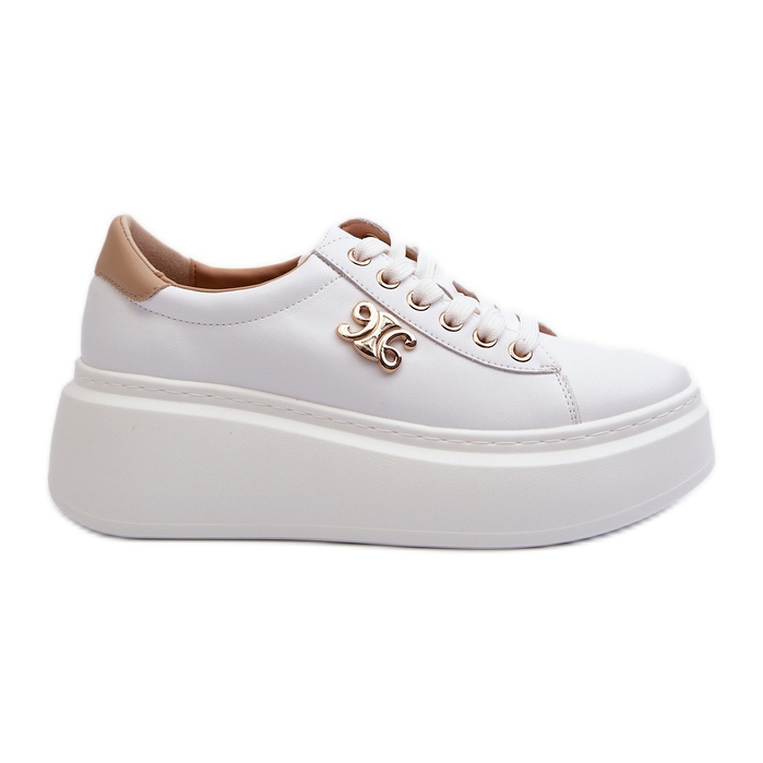 Damen-Ledersneaker auf der Plattform, weißes Pernalia