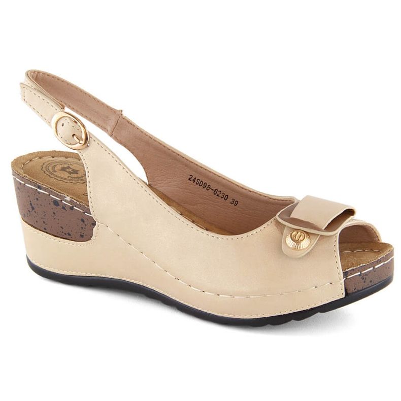 Bequeme beige Damen-Keilsandaletten eVento 6230