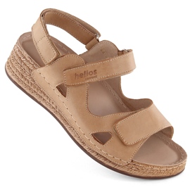 Bequeme Damen-Keilsandaletten aus Leder, beige Helios 138.07