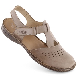 Bequeme Damen-Sandalen aus Vollleder in Beige Helios 128.02