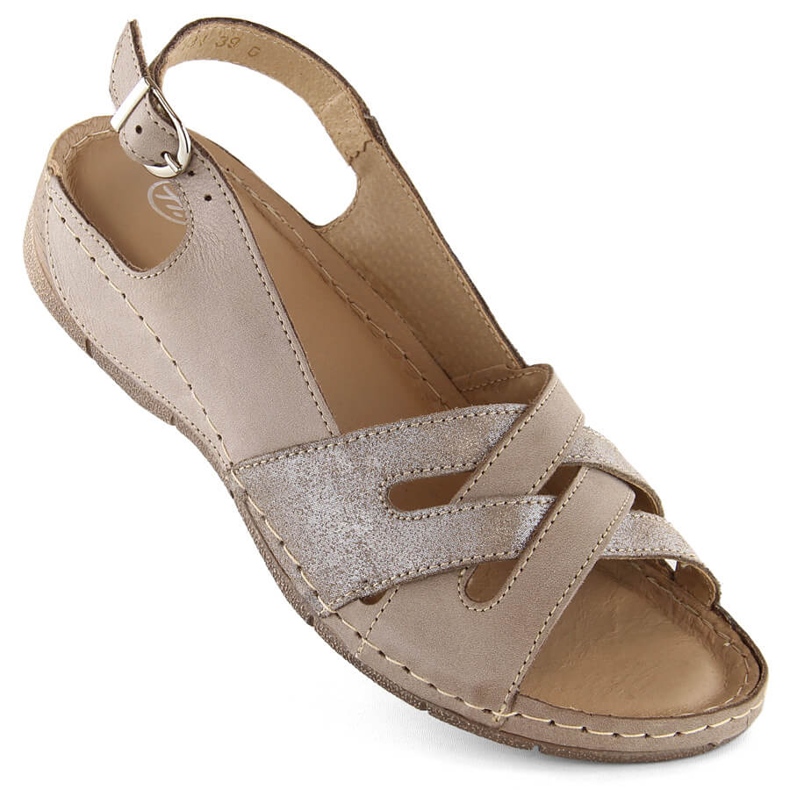 Bequeme Damen-Ledersandalen in Beige Helios 134.02.025