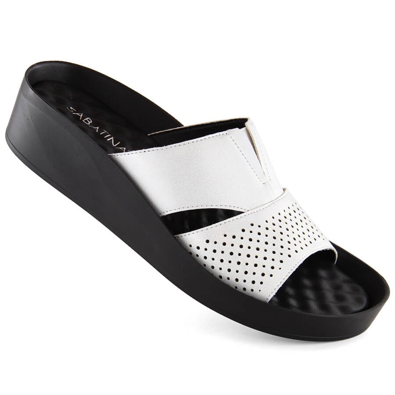 Silberne Damen-Flip-Flops mit Gummiband, glänzendes Silber, Sabatina 2318-4 silber-