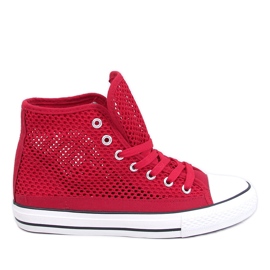 Durchbrochene High-Top-Sneaker in Mousse-Rot