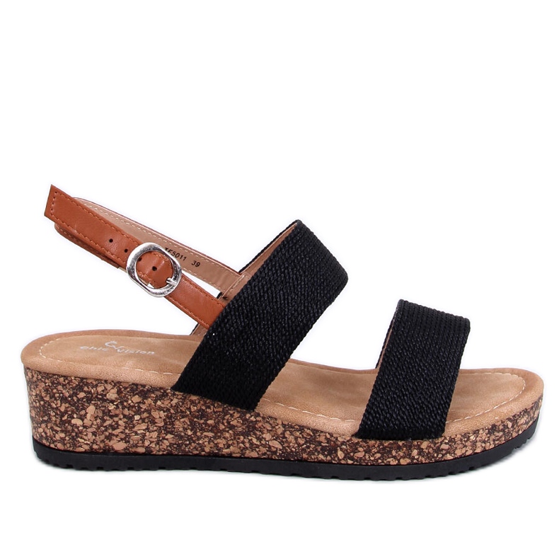 Wadoux Schwarze Keilsandaletten aus Kork