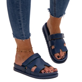 Marineblaue Flip-Flops mit Klettverschluss von Kassis