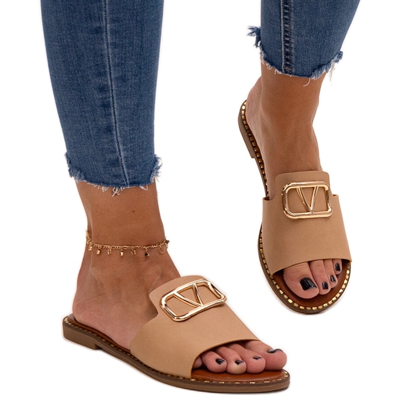 Beigefarbene Flip-Flops mit Mariza-Schnalle