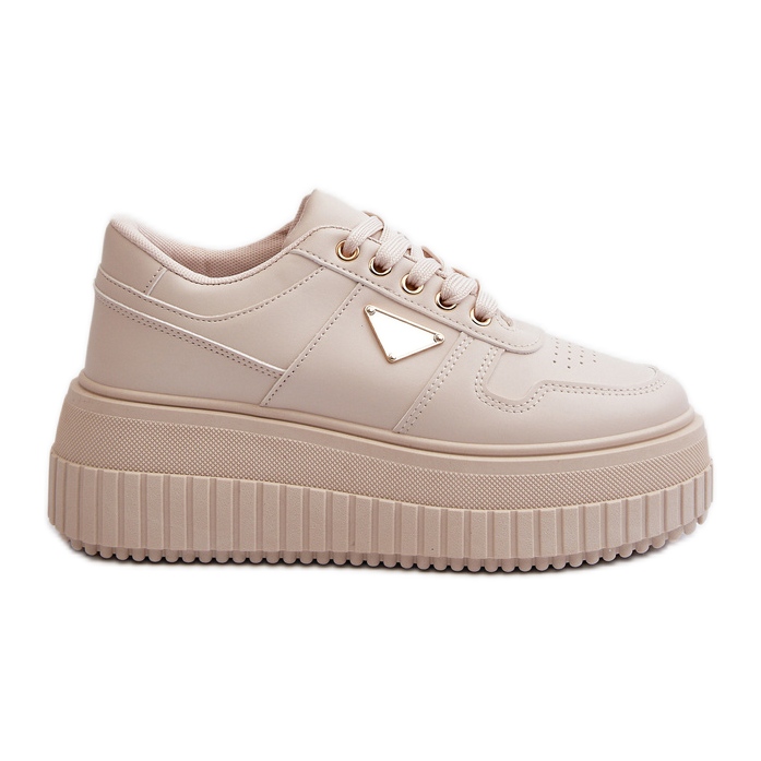 Damen-Sneaker aus Öko-Leder auf massivem Plateau, Hellbeige von Christin