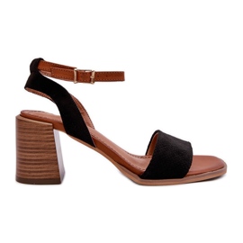 Damen-Sandalen mit hohem Absatz aus Öko-Wildleder in Schwarz von Ronvia