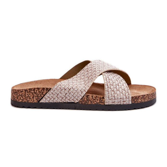 Damen-Flip-Flops auf Kork-Plateau Beige Tesolen