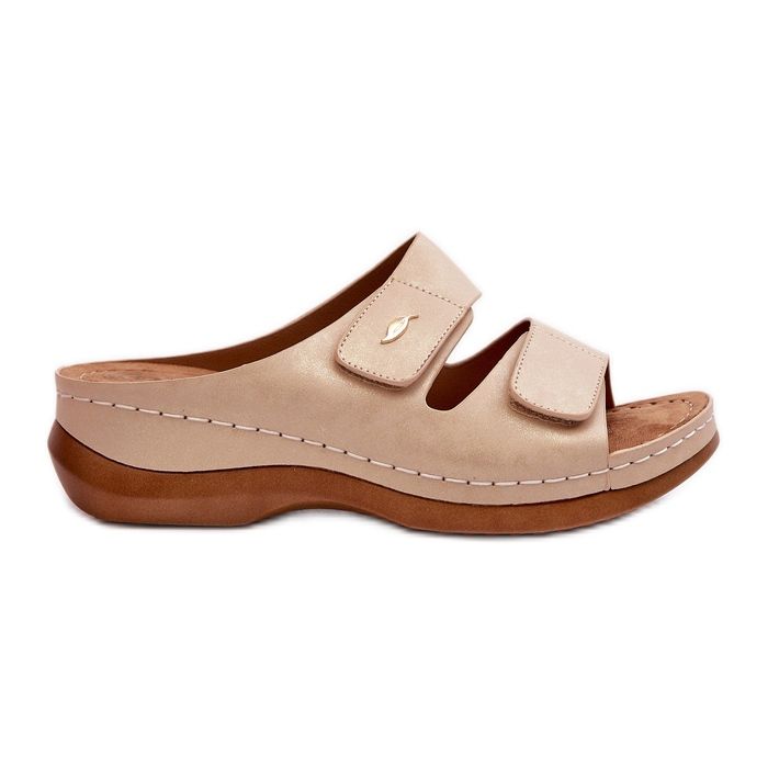 Leichte Damen-Flip-Flops aus Öko-Leder, Beige Frellia