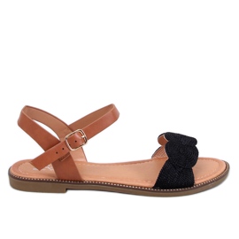 Tavani Schwarze flache Sandalen