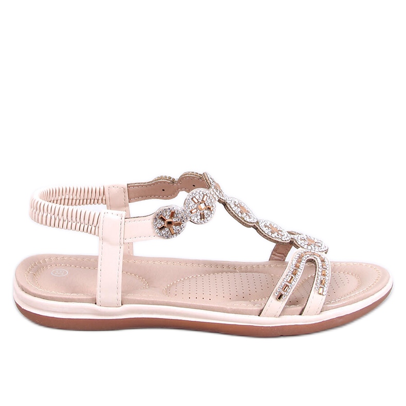 Yvers Beige Sandalen mit dekorativen Zirkonen