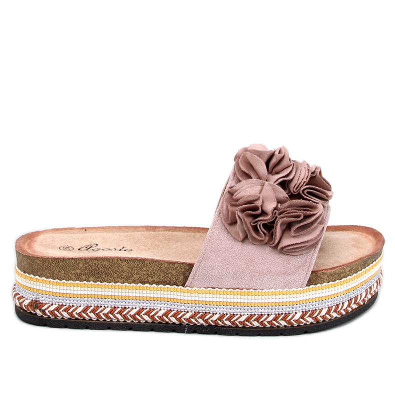 Rabenbeige Flip-Flops mit dicker, bunter Sohle